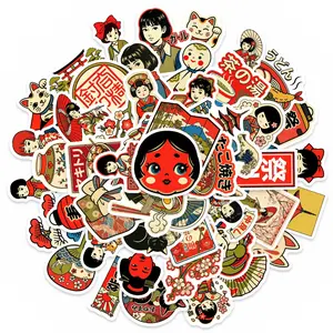 50 Japanese-style landscape stickers for journal decoration, fun stickers, creative graffiti stickers