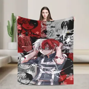 TODOROKI SHOTO theme printed super soft flannel blanket, soft and comfortable, universal for all seasons, suitable for sofa, bedroom, office