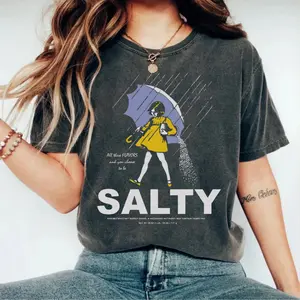 Comfort Colors Salty Shirt Sarcastic Girl Tshirt, Salty Girl Tee: Women's Vintage Cotton Blend T-Shirt, Silly Crewneck Tee, Funny Gift for Her, Retro Meme Streetwear
