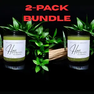 Brianna's Organics Herbal Hair Growth Pomade 2-Pack Bundle for Natural Hair Care with Rosemary Biotin & Nourishing Oils 8 oz Each