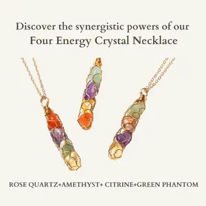 ZENPOWER Multi-energy Natural Crystal necklace，quadra protection|Amethyest, Pink Opal, Citrine, Green Phantom