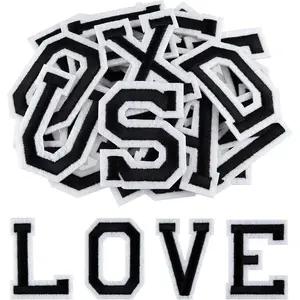 78 Pcs Iron on Letter Patches A-Z, 2 Inch Iron on Embroidered Alphabet Patch for Clothing, Pants, Hats, Bags- Black