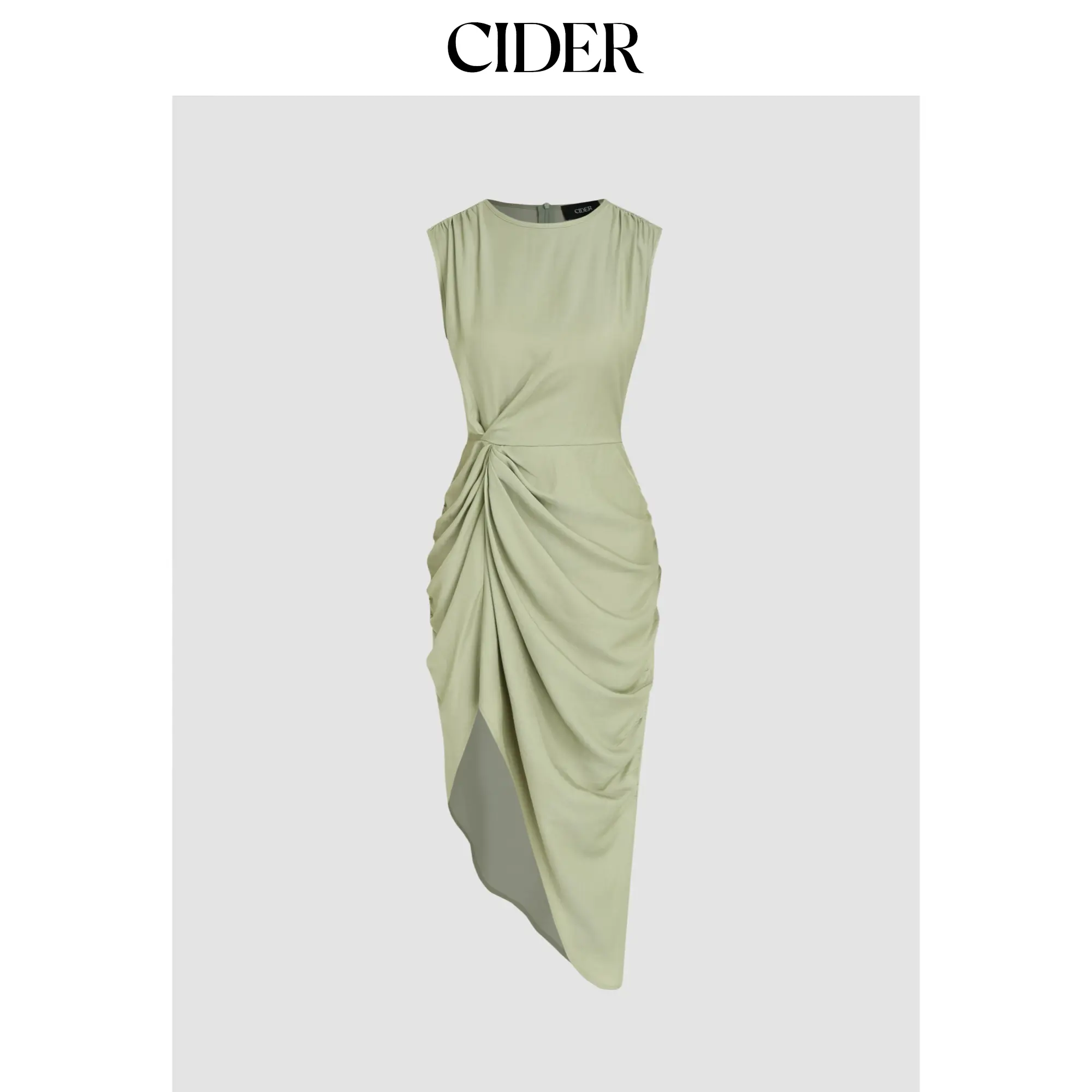 Women's Cider Midi Dress - 0-10 Size, Boat Neck, Asymmetrical Hem, Ruched Design
