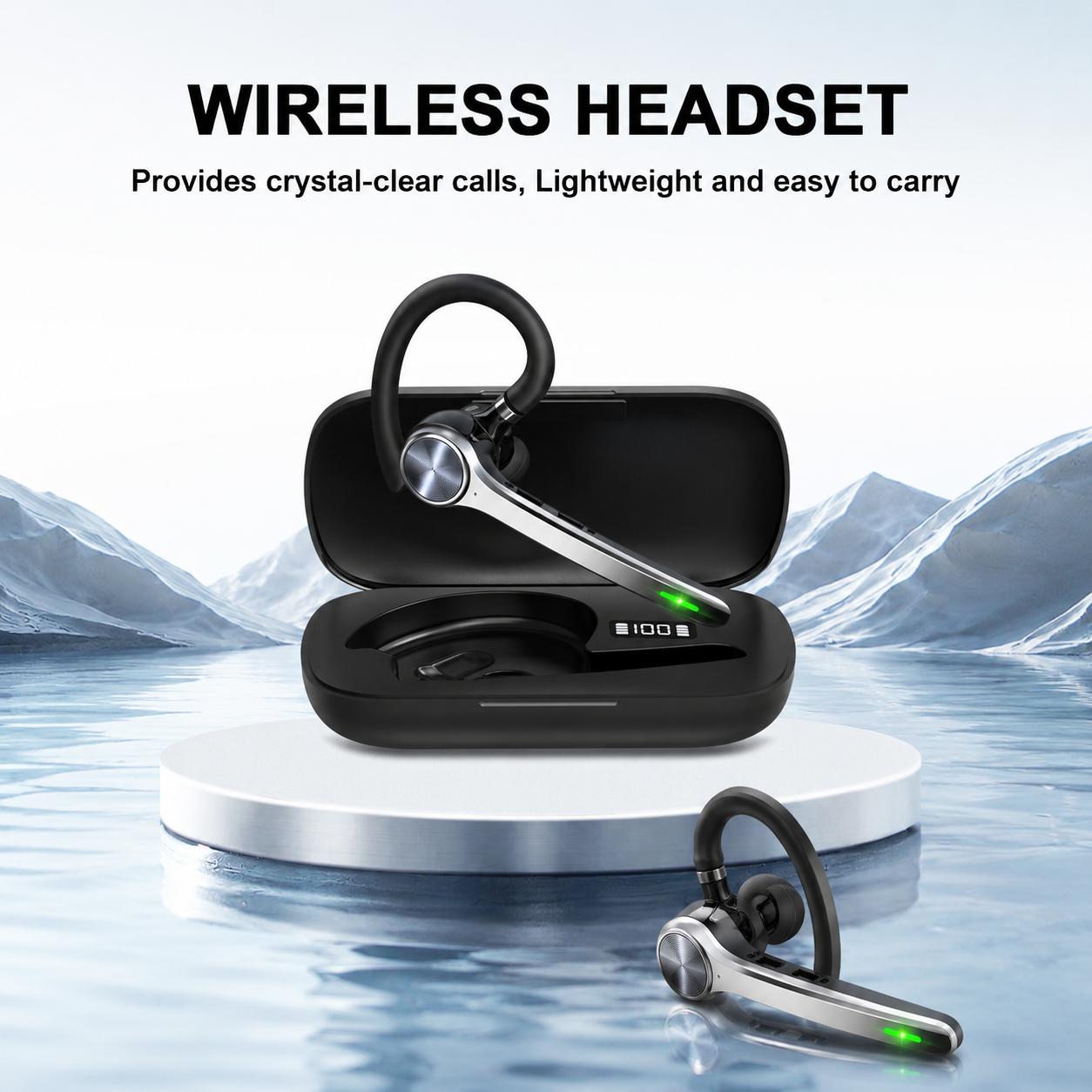 YETPOW Bluetooth Noise Cancellation On-Ear Headphones with Mic, 500mAh Charging Case, 72H Talk Time, Mute Button, Hands-Free Design,  LED Display, USB-C Charging, Manufacturer Warranty for Truckers, Cellphones tiktokshopbacktoschool, Wireless, Wireless He