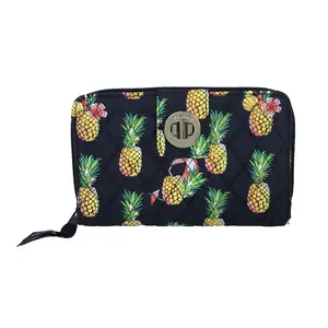 Vera Bradley Woman Turnlock Wallet RFID Protection Signature Cotton Pineapple Toucan Party Quilted Design