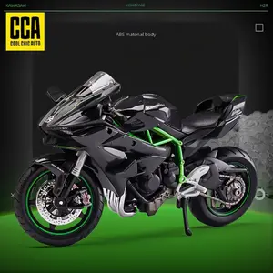 CCA 1:12 Scale Ninja H2R Motorcycle Model, Black Zinc Alloy Ornament, Cool Chic Auto Collectible Toy Gift