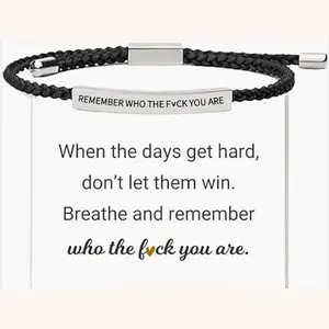 Inspiration Bracelet Remember Who You Are / Don't Let Difficult Days Win - Elegant Design, Patterns and Colors Black Onyx