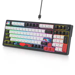 Wired Creamy Gaming Keyboard with Number Pad, 96% Hot-swappable Mechanical Keyboard, Custom Keyboard Gasket Mounted with Red Switch