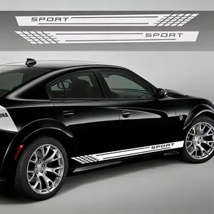 Black and White Checkered SPORT Car Sticker for American Models - Universal Side Skirt Decal Enhancing Car's Body Lines with Sports Style