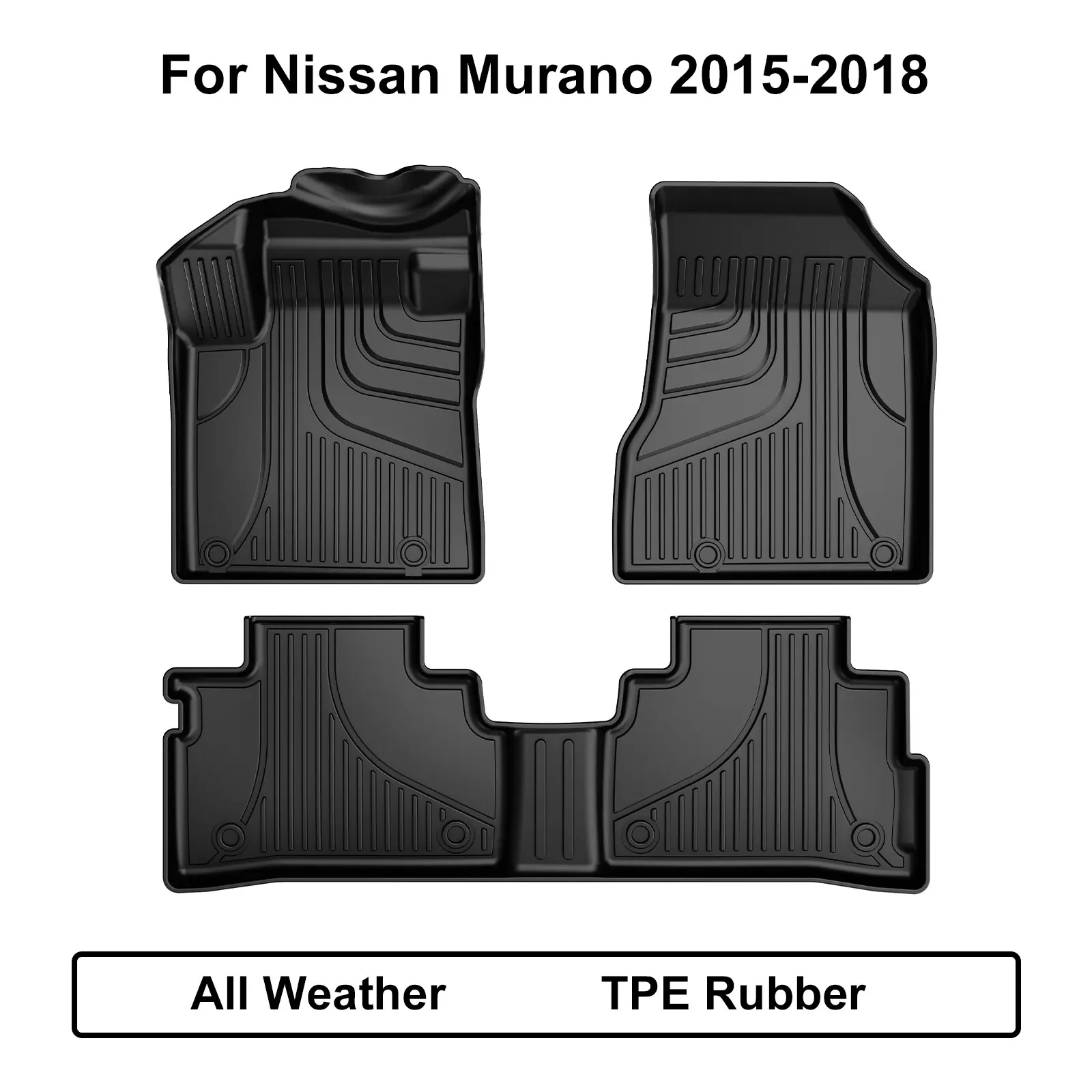 AOMSAZTO 3Pcs Heavy Duty TPE  Mats, Fit for Nissan Murano 2015-2018 (Not Fit 2017.5 Models), 1st & 2nd Row Full Set Durable Sporty Liners, car stuff for women, Car Interior Accessory,