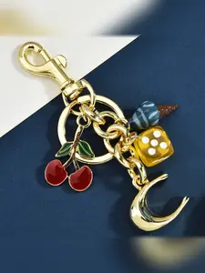 Luxurious Elegant Heart Letter Rhinestone Keychain Bag Charm, Women's Car Accessory, Perfect for Bags and Keys, All Seasons