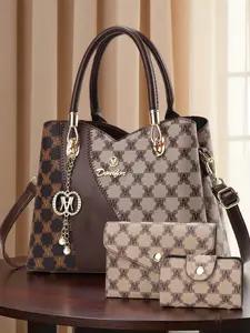 Women's Letter Print Handbag Set, Casual Shoulder Bag & Wallet, Three-Piece Fashion Accessory, Perfect Gift for Mom, Valentine's Day, Christmas, Crossbody Bag Set