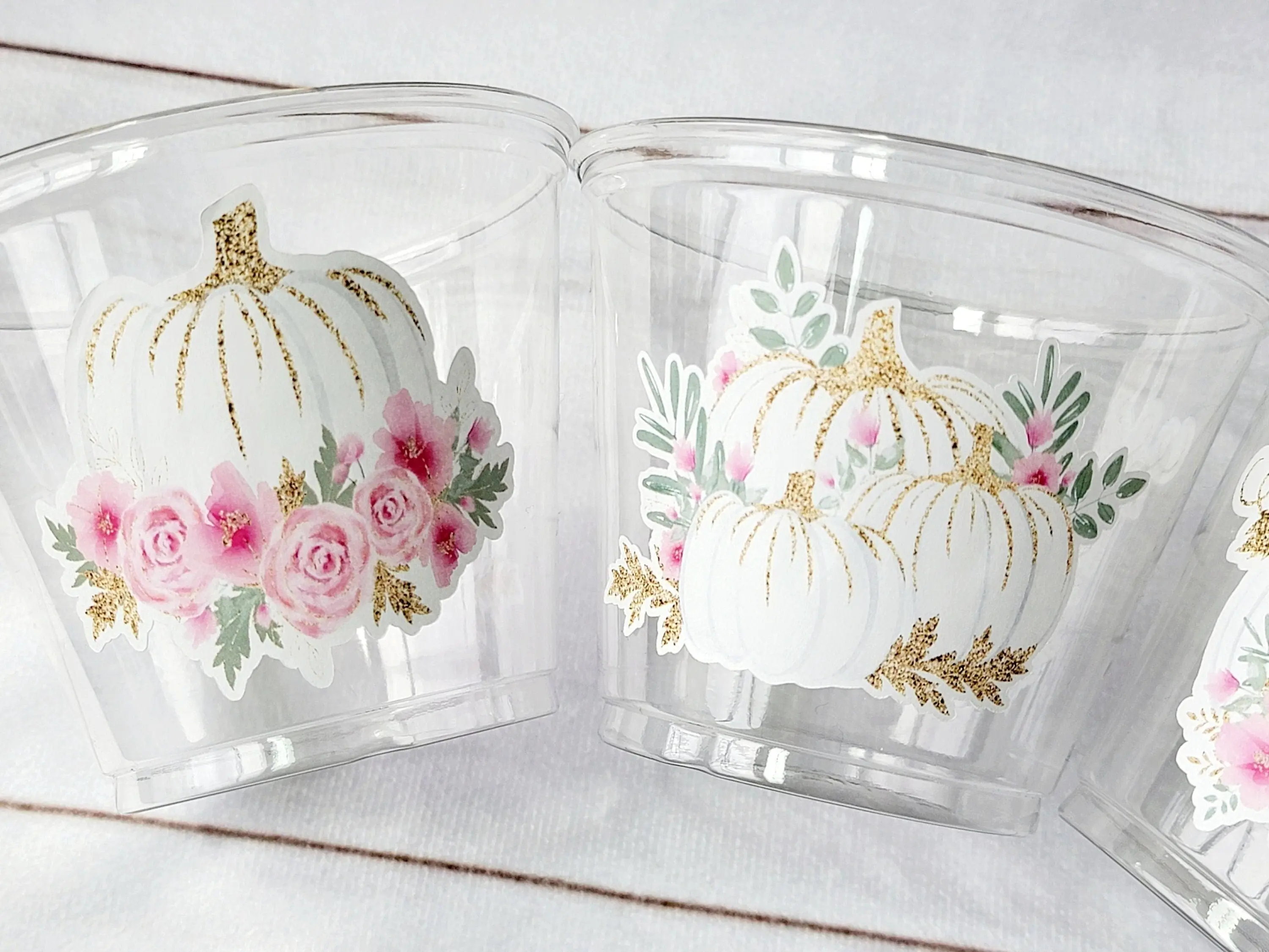 PINK PUMPKIN PARTY Cups - Pumpkin Party Cups Pink and Gold Pumpkin Cups Little Pumpkin Fall Baby Shower Pink Pumpkin Little Pumpkin Cups