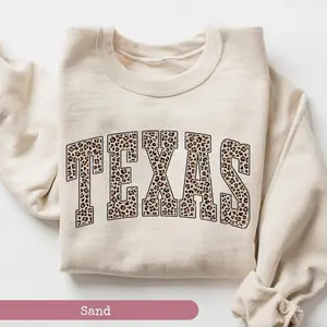 Leopard Texas Sweatshirt, Texas Sweatshirt, Texas Sports Fan Gift, University Student Gift, College Sweatshirt, Texas State