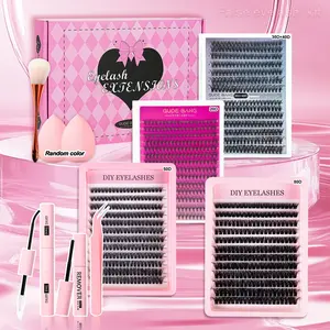 False eyelashes gift box set, 20D/30D/40D/50D/80D false eyelashes, adhesive and sealing and glue remover, tweezers, cosmetic brush, cosmetic sponge *2, natural and thick false eyelashes, Valentine's Day gift, eyelash extension kit, DIY Eyelash Extensions