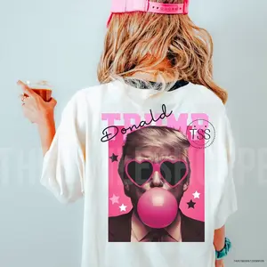 Donald Trump,blowing bubble Shirt, Pink Sun Glasses, Trump, Bubble Gum High Quality Digital Shirt,  Funny Trump 2024 Shirt, Republican Gifts