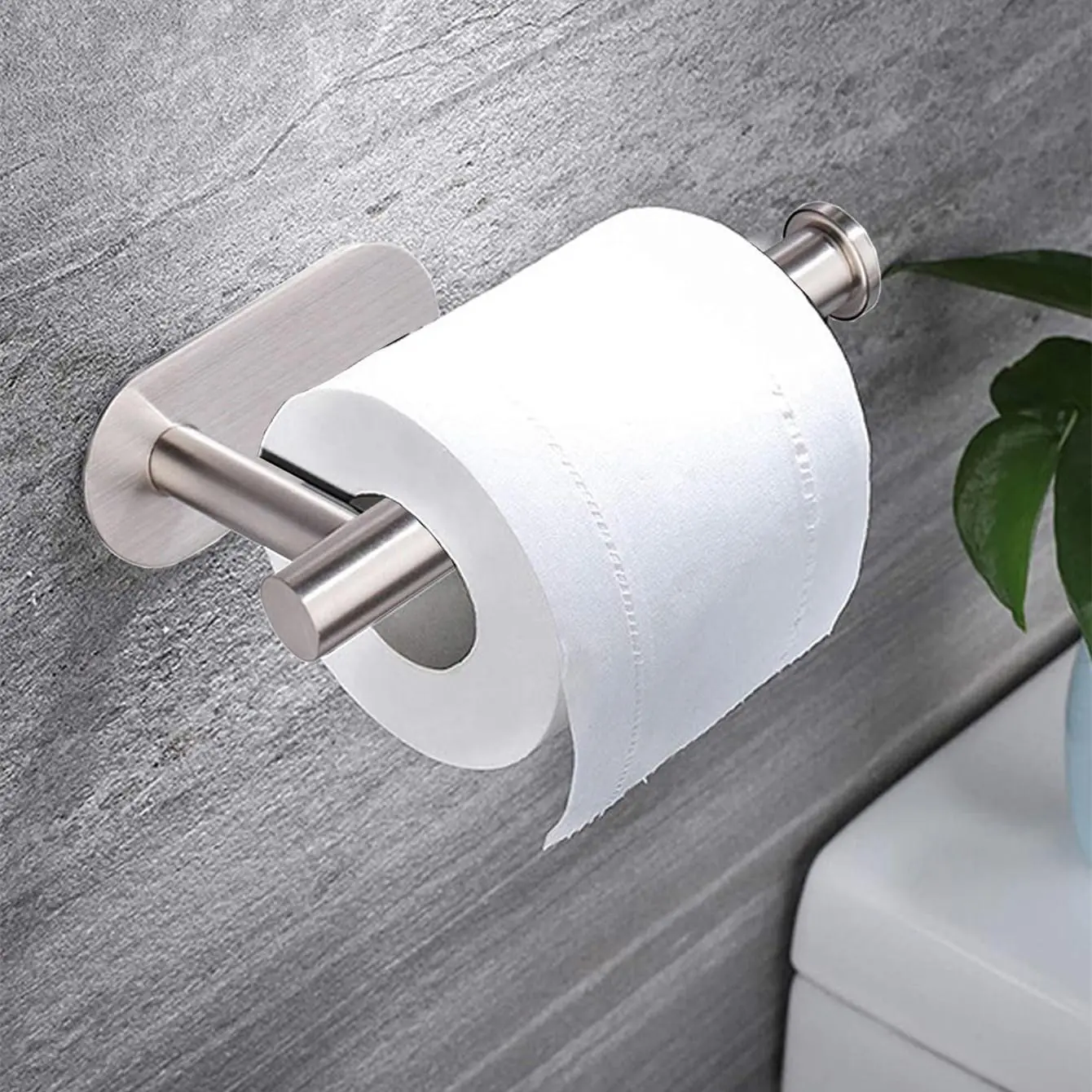 Self-Adhesive Wall-Mounted Toilet Paper Holder, Stainless Steel Toilet Paper Roll Dispenser (1 Count), Toilet Paper Holder for Bathroom and Kitchen, Toilet Paper Storage, Bathroom Accessories Organizer, Bathroom Space Saver