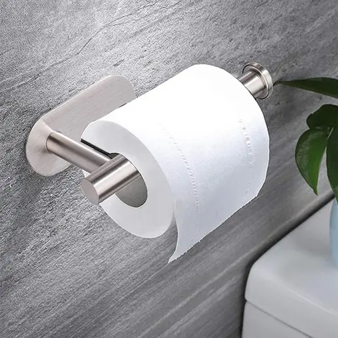 Self-Adhesive Wall-Mounted Toilet Paper Holder, Stainless Steel Toilet Paper Roll Dispenser (1 Count), Toilet Paper Holder for Bathroom and Kitchen, Toilet Paper Storage, Bathroom Accessories Organizer, Bathroom Space Saver