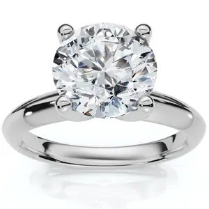 Certified 2ct Lab Grown Diamond Thin Solitaire Engagement Ring 14k White Gold
