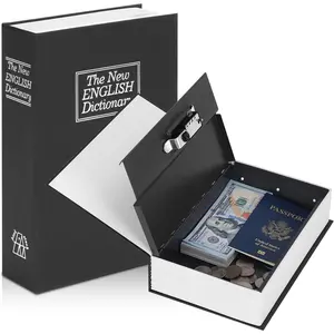 Diversion Book Safe with Combination Lock, Secret Safe Metal Lock Box, Money Storage Collection Box, 9.5" x 6.2" x 2.2" Black Large