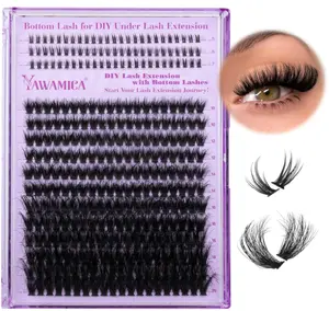 Yawamica Cluster Eyelash Extensions Fluffy Lash Clusters with Bottom Lashes 200D Volume Individual Lashes 315pcs Wispy Eyelash Clusters 10-20mm DIY Lash Extension at Home