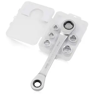 SPEEDWOX Socket Ratchet Wrench Set Metric 6 Pcs Set Double Box End Ratcheting Gear Spanner Heavy Duty Multi Functional Combination Wrench Set