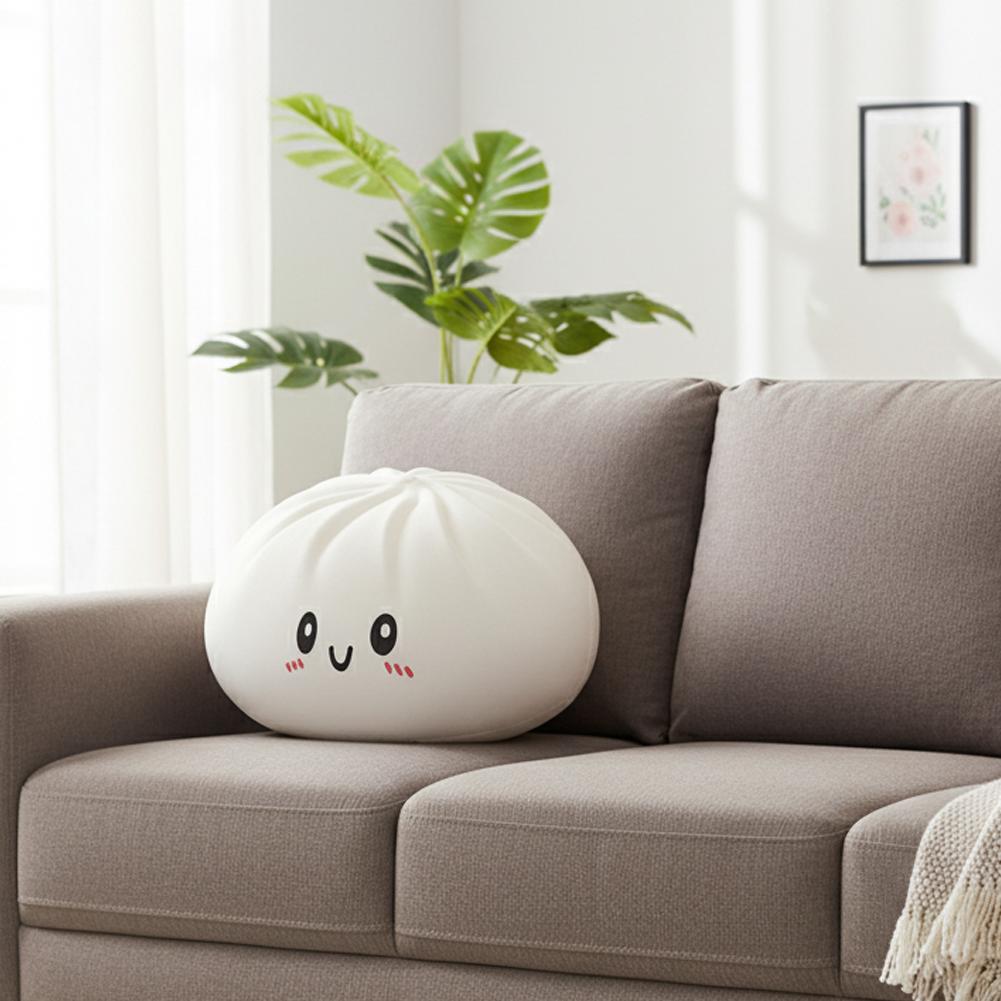 Large Dumpling Squishy Plush Toy Soft PET Stuffed Hug Pillow Adorable Steamer Design Home Decoration Stress Relief Toy for Kids