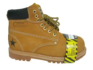 Men's Steel Toe Work Boots Tan Nubuck Leather Ankle Slip /Oil Resistant