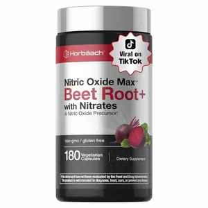 Horbäach Nitric Oxide Beet Root Capsules | 180 Count | with Nitrates and Precursor | for Men and Women | Vegetarian, Non-GMO, Gluten Free Supplement