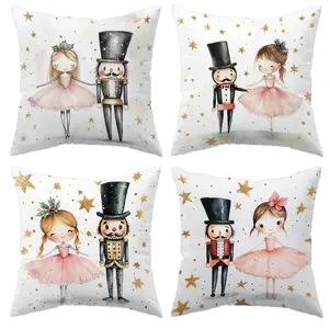 Jit Christmas Pillowcases Set, 4pcs Nutcracker Pattern, Soft & Stylish Zippered Covers, Perfect Home Decor for Sofa & Bedroom (no Insert)