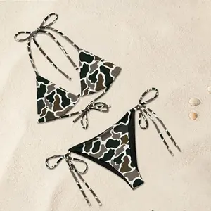 Duck Camo String Bikini, Sexy Triangle Swim Bra & Adjustable Tie Side Bikini,  Summer Vibes, Beach Outfit, Stylish Camouflage Travel Outfits