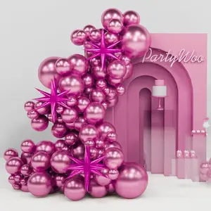 PartyWoo Metallic Pink Star Balloons 110pcs Different Sizes 18 12 10 5 Inch Pack 22 Inch Rose Pink Spike Star Foil Mylar Balloon Arch Kit for Birthday Wedding Party Decorations Pink-G114