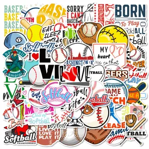 50 baseball mix-and-match stickers, softball and sports graffiti stickers, luggage and skateboard stickers