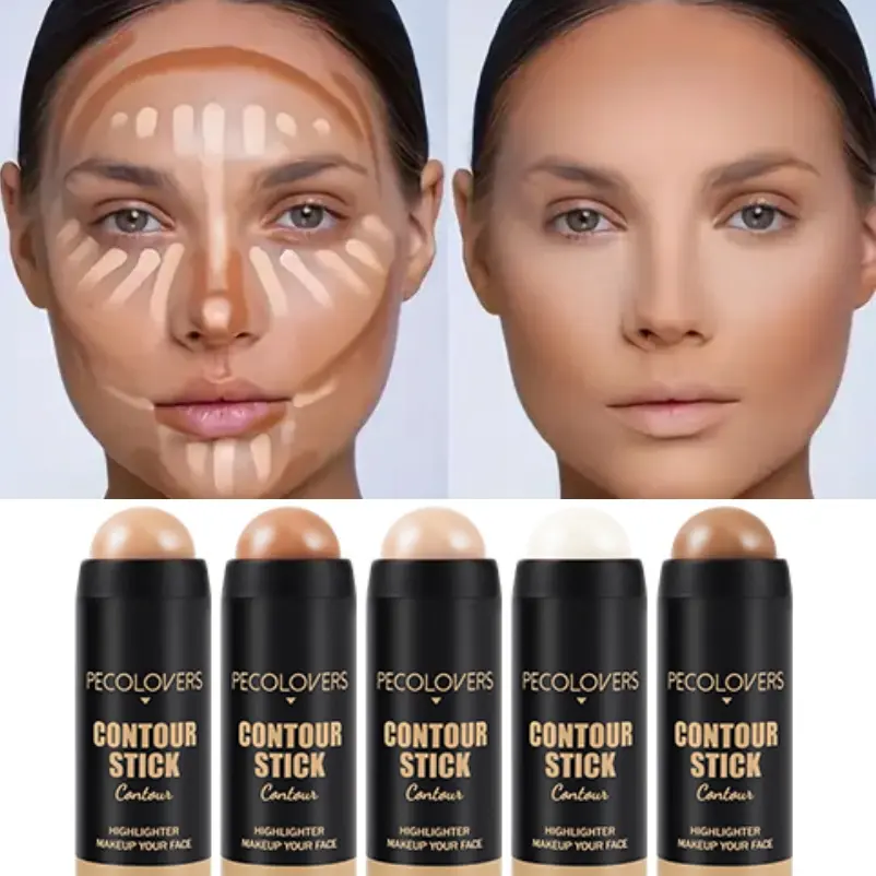 5pcs/set Brightens Contours Face Contour Stick, Matte, Multi-purpose Dark Circles, Christmas Gift, Gentle and Delicate