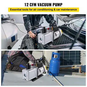 Father's Day Gift VEVOR Vacuum Pump 12CFM 1 HP Single Stage Air Conditioning Vacuum Pump 110V 5PA Ultimate Vacuum Refrigerant HVAC Air Tool Rotary Vane Vacuum Pump for Automobile Vacuum Evacuation (1-Stage, 12CFM)