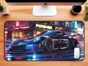 Porsche 356 in the middle of a modern city desk mat- Car Mouse Pads, Car Desk Mat, Gaming Mouse Pad