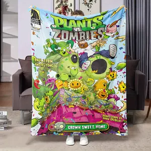 Plants vs. Zombies themed blanket - soft, comfortable, lightweight, machine washable, suitable for sofa, bed, office lunch break, multi-purpose - ideal gift