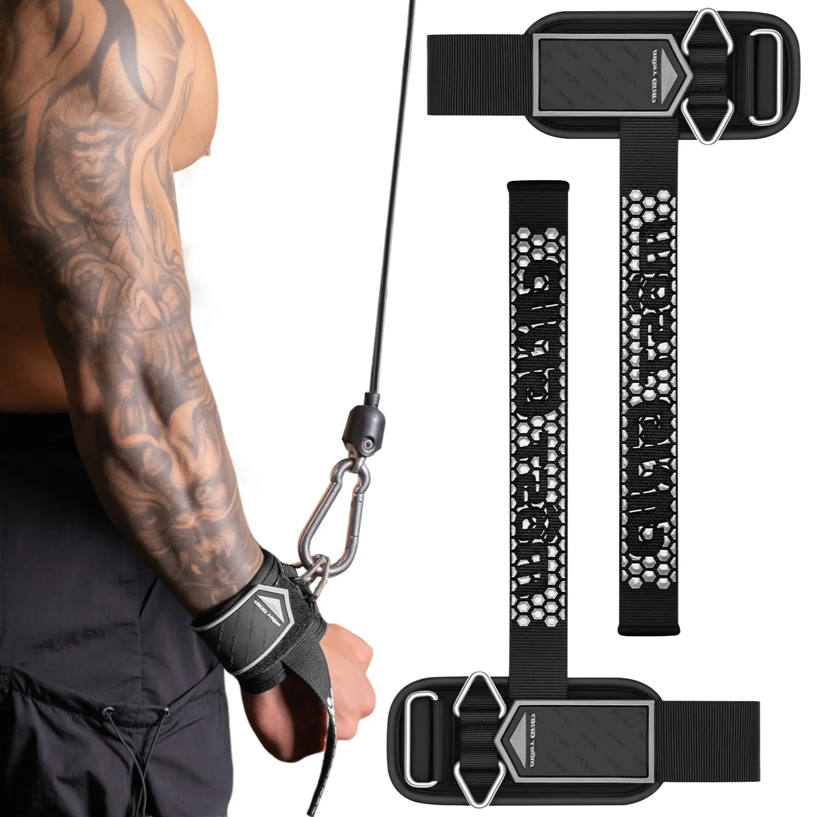 D-Ring Lifting Straps for Deadlift, Weightlifting Wrist Support Grips, 2-In-1 Straps with Metal D-Ring, Gym Bodybuilding Accessories, Adjustable Band, Adjustable Strap Workout, Fitness Exercise Accessories