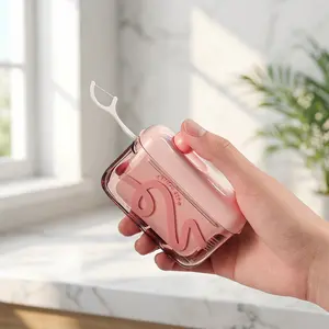 Dental floss storage box Travel-sized storage case - features an automatic pop-up dispenser, portable and refillable, perfect for oral care at home, in restaurants, and while traveling.