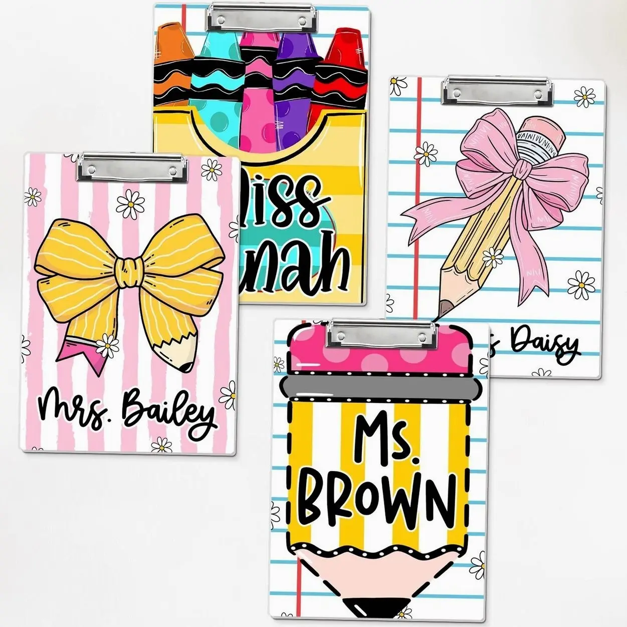 4 Styles Custom Teacher Acrylic Clipboard, Personalized Name, End of School Gift