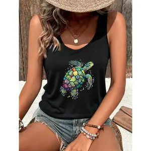 Women's Colorful Turtle Pattern Casual Tank Top