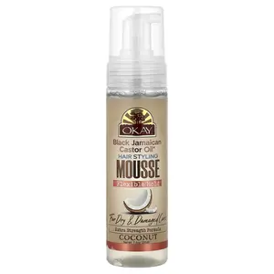 Okay Pure Naturals Black Jamaican Castor Oil®, Hair Styling Mousse, Flexible Hold, For Dry & Damaged Curls, Coconut, 7.5 oz (221 ml)