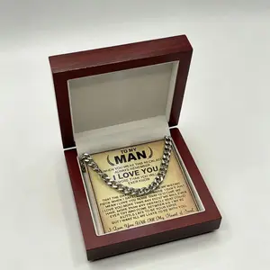 To my husband cuban link chain necklace promise necklace gift set – I love you forever & always, romantic gift for men, husband necklace for him, birthday or wedding present