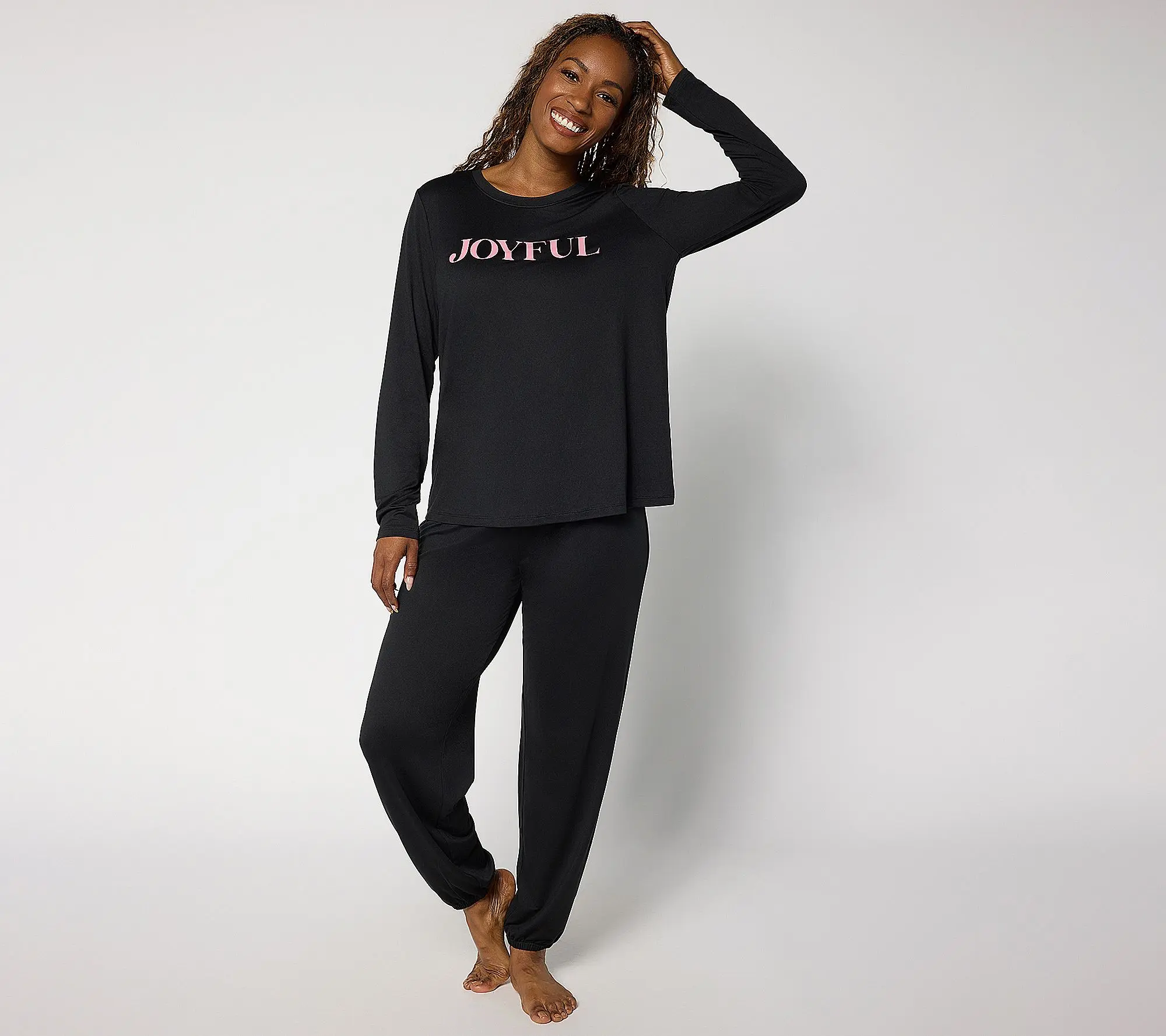 AnyBody Petite Lush Jersey Message Top and Joggers Set AnyBody Petite Lush Jersey Message Top and Joggers Set