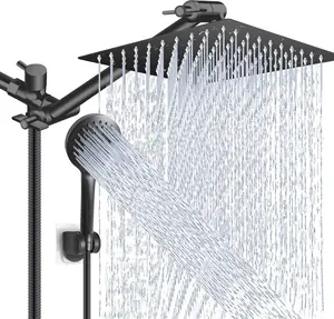8/10/12 Inch High-Pressure Shower System | 5 Modes + Handheld Combo | 11" Extension Arm | 78" Leakproof Hose | Modern Bathroom Upgrade