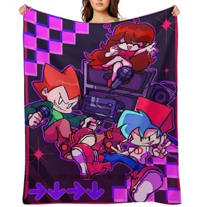 Game Friday Night Funkin Printed Throw Blanket Picnic Blankets Cozy Comfortable Flannel Blanket for BedroomsTravel Christmas Blanket Gift For Adult Women Kids Boys