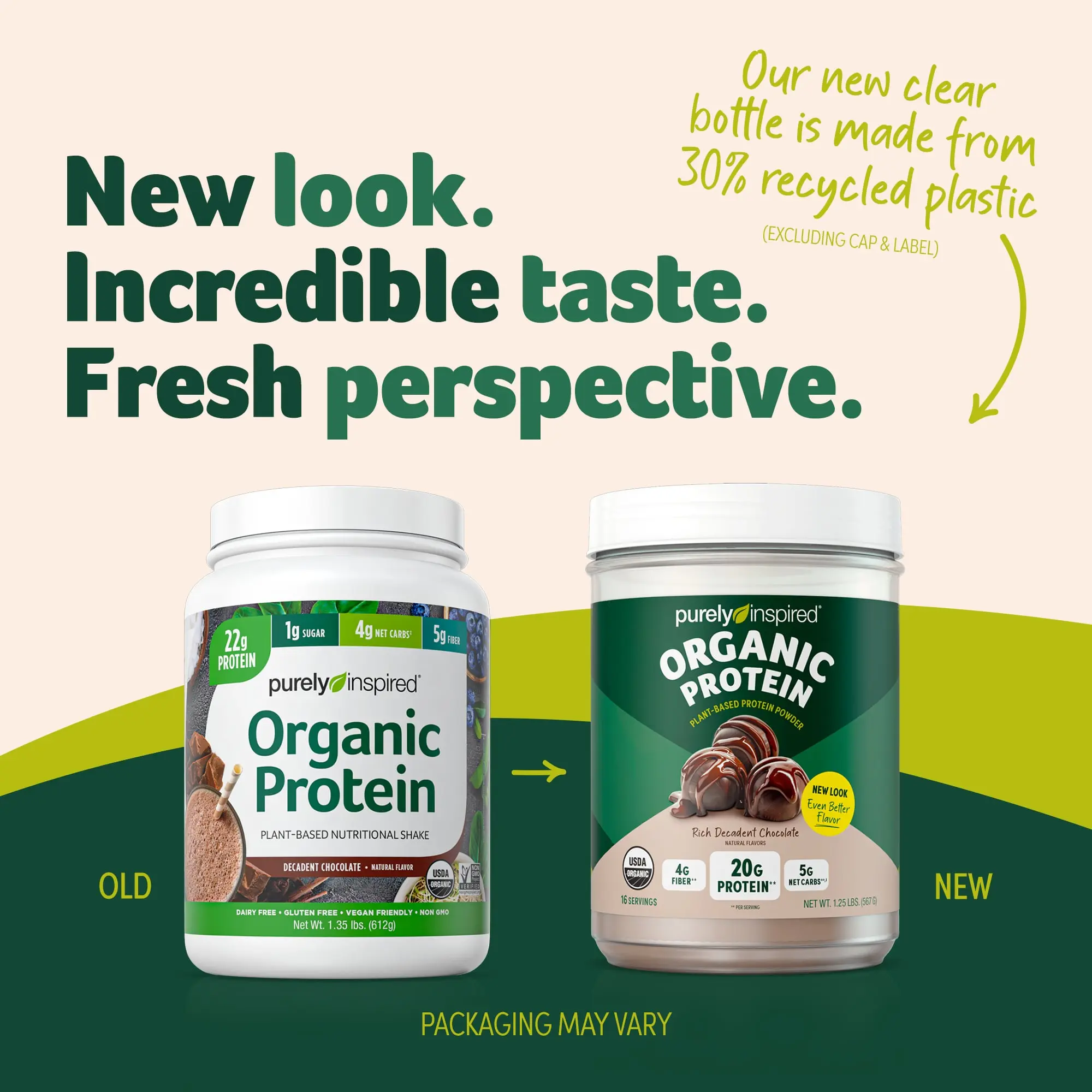 Purely Inspired Organic Protein Powder, Rich Decadent Chocolate, 1.25 lbs (560 g)