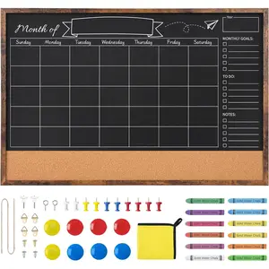 Chalkboard Calendar 24x36 Inches, Framed Chalk Board for Wall Organization, Planning/School Timetable/Memo,   Surface for Office, School,