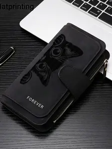 1pc black cat Women'S Long Wallet, Stylish Wallet, Multi-Functional Wallet, Portable Snap Closure Coin Purse, Birthday Gift and Daily Commute forCat lovers, Playful Design, Perfect Holiday Gift, Perfect for Outdoor, Travel, and Family Use, 3.19PYT-12