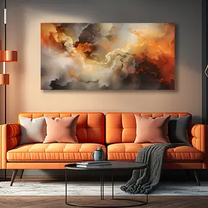 An abstract orange artwork canvas print, horizontal orientation, interior wall hanging decor for living room, bedroom, home office, bathroom, dining room Decoration Ornaments Artistic Photo poster